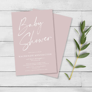 Budget Staubig Rosa Einfache Schrift Baby Shower F Flyer