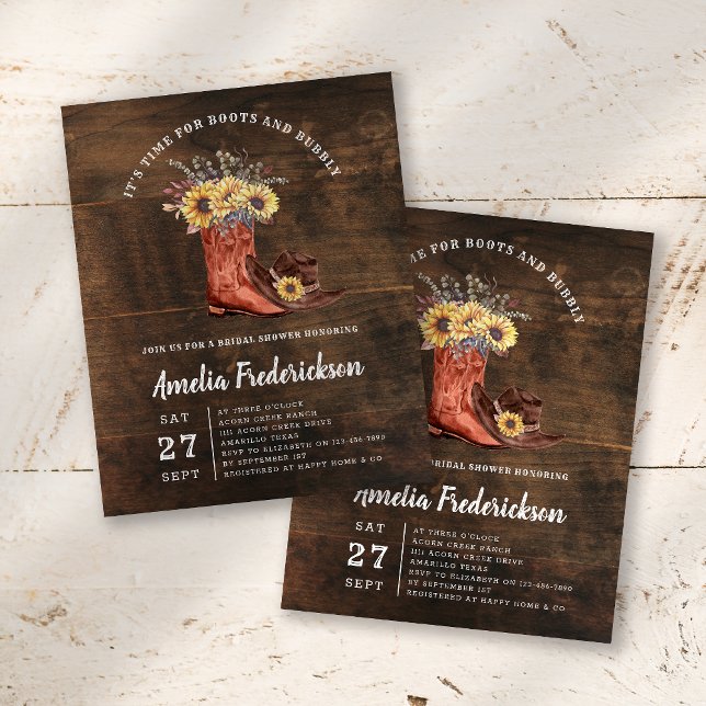 BUDGET-Stiefel und Blubbly Bridal-Dusche Einladung (Von Creator hochgeladen)