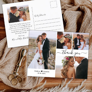 Budget Stilvolle 4 Foto Collage Wedding Danke P Postkarte
