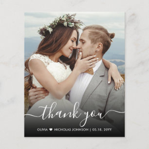 Budget Stilvolle Skript-Foto Hochzeit Danke-Card