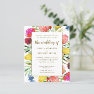 Budget Stilvolle Watercolor Garden Wedding Einladu