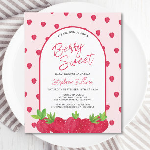 Budget Strawberry Berry Sweet Baby Shower Einladun