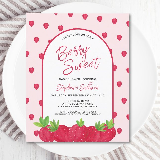 Budget Strawberry Berry Sweet Baby Shower Einladun (Von Creator hochgeladen)