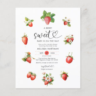 Budget Strawberry Berry Sweet Baby Shower lädt ein Flyer