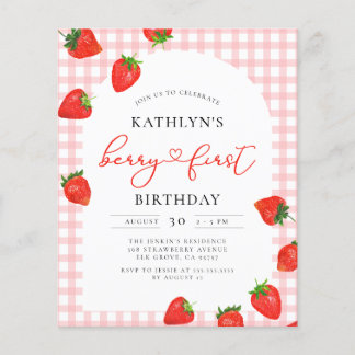 Budget Strawberry Birthday Berry Erste Einladung