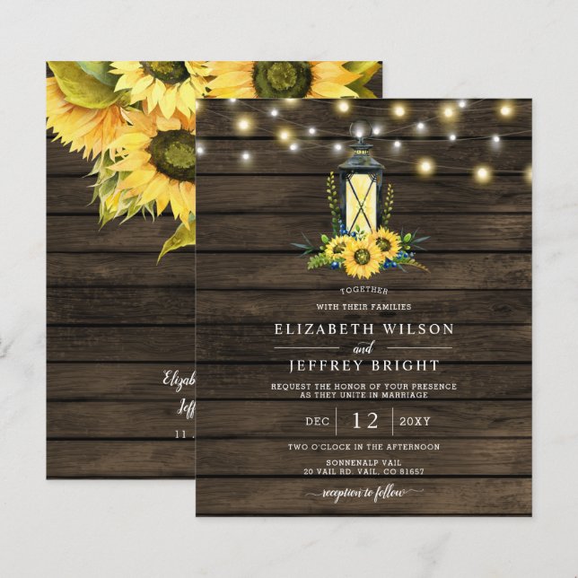 Budget String Lights Sonnenblumen Laterne Einladun (Vorne/Hinten)