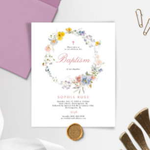 Budget Summer Boho Wildblumen Taufe Einladung