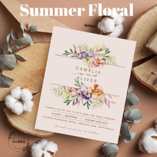 Budget Summer Floral Wedding Einladung QR Code UAW