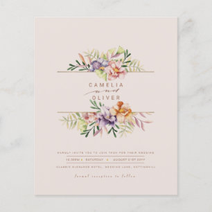 Budget Summer Floral Wedding Einladung QR Code UAW Flyer