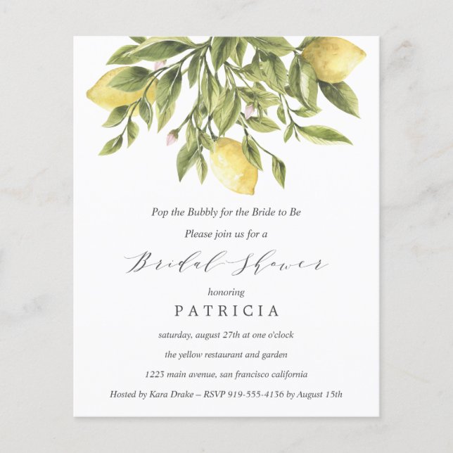 BUDGET Summer Lemons Foliage Wedge Brautparty (Vorderseite)
