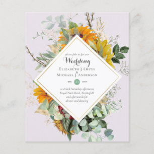 Budget Sun Blume Greenery WEDDING Einladungen Flyer