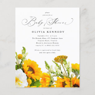 Budget Sunflower   Boho Floral Baby Show Flyer