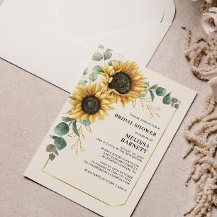Budget Sunflower Eucalyptus Brautparty Einladung