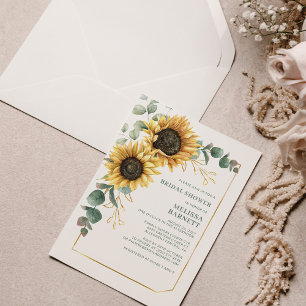 Budget Sunflower Eucalyptus Brautparty Einladung