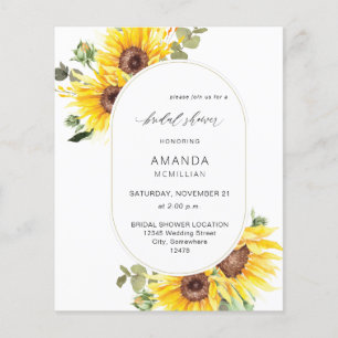Budget Sunflower & Eukalyptus Floral Brautparty Flyer