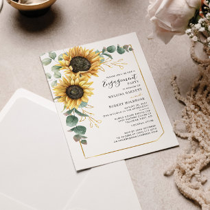 Budget Sunflower Eukalyptus Verlobung Einladung