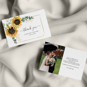 Budget Sunflower Eukalyptus Wedding Dankeschön Kar Mitteilungskarte