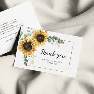 Budget Sunflower Eukalyptus Wedding Vielen Dank Mitteilungskarte
