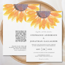 Budget Sunflower QR Code Einladung Hochzeitsfeiern