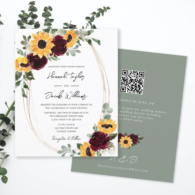 Budget Sunflower Wedding QR Code UAWG Einladung (Von Creator hochgeladen)