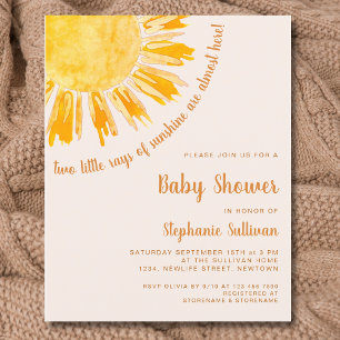 Budget Sunshine Twins Baby Shower Einladung