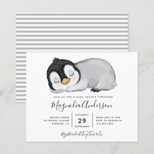 Budget Süße Pinguin-Baby-Party-Einladung