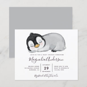 Budget Süße Pinguin-Baby-Party-Einladung