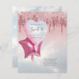 BUDGET Sweet16 Glitzer Glamour Girly Balloons Invi