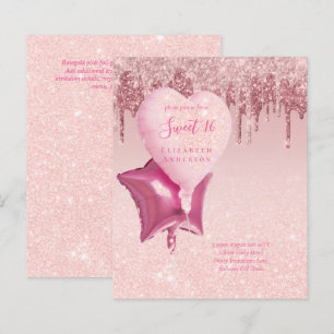 BUDGET Sweet16 Glitzer Glamour Girly Balloons Invi