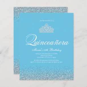 Budget Sweet 15, Light Blue Quinceanera Einladung