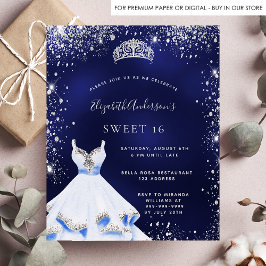 Budget Sweet 16 blauen Silber Kleid tiara Einladun