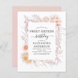 Budget Sweet 16 Boho Dusty Pink Floral Geburtstag