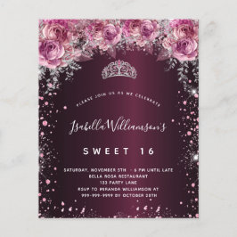 Budget Sweet 16 bordeauxrosa Glitzer Blumenzitara