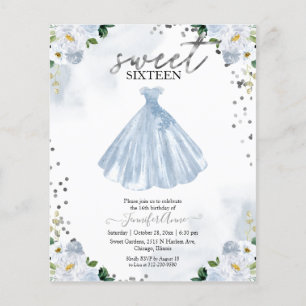 Budget Sweet 16 Einladung Blaues Blumenkleid