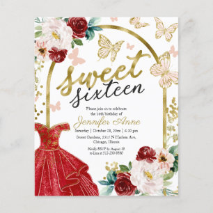 Budget Sweet 16 Einladung Florales Kleid Schmetter