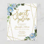 Budget Sweet 16 Einladung Gold Dusty Blue Floral<br><div class="desc">Schöne staubblaue Blumen, 16. Geburtstagsfeier Einladung. Einfach mit Ihren Daten personalisieren. Bitte kontaktieren Sie mich per Chat, wenn Sie Fragen zum Kunstwerk haben oder eine Anpassung benötigen. Karo der Auflistung für weitere Elemente. BITTE BEACHTEN SIE: Für Unterstützung bei Bestellungen, Versand, Produktinformationen usw. wenden Sie sich direkt an den Zazzle Kundenservice...</div>