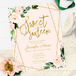 Budget Sweet 16 Einladung Gold Rosa Rosa Blush Blo<br><div class="desc">Schöne rot rosa Blumen, 16. Geburtstag Einladung. Einfach mit Ihren Daten personalisieren. Bitte kontaktieren Sie mich per Chat, wenn Sie Fragen zum Kunstwerk haben oder eine Anpassung benötigen. Karo der Auflistung für weitere Elemente. BITTE BEACHTEN SIE: Für Unterstützung bei Bestellungen, Versand, Produktinformationen usw. wenden Sie sich direkt an den Zazzle...</div>