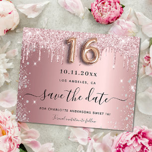 Budget Sweet 16 errötet pink silber Save the Date