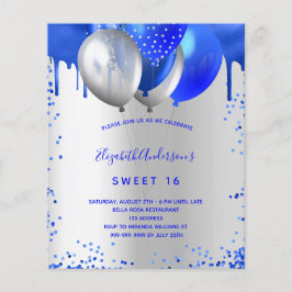 Budget Sweet 16 königsblaue Silber Einladung