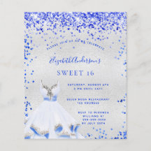 Budget Sweet 16 königsblaue Silber Einladung