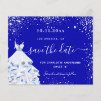 Budget Sweet 16 königsblaues Kleid Save the Date
