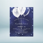 Budget Sweet 16 Marineballon Einladung<br><div class="desc">Eine moderne,  stilvolle und glamouröse Einladung zu einer Sweet 16. Geburtstagsfeier. Marineblau,  mit Imitaten,  Glitzern aus Glitzer und weißen Ballons. Die blaue Farbe ist ungleichmäßig. Personalisieren Sie Ihren Namen und Ihre Party-Daten und fügen Sie diese hinzu.</div>