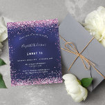 Budget Sweet 16 Marineblau Rosa Glitzer Einladung<br><div class="desc">Eine moderne,  stilvolle und glamouröse Einladung zu einer Sweet 16. Geburtstagsfeier. Marineblau,  mit rosa Imitaten verziert,  Staub aus Glitzer. Die blaue Farbe ist ungleichmäßig. Personalisieren Sie Ihren Namen und Ihre Party-Daten und fügen Sie diese hinzu.</div>