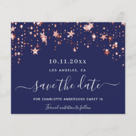 Budget Sweet 16 marineblaue Rose Save the Date