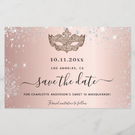 Budget Sweet 16 masquerade Rose Gold Save the Date