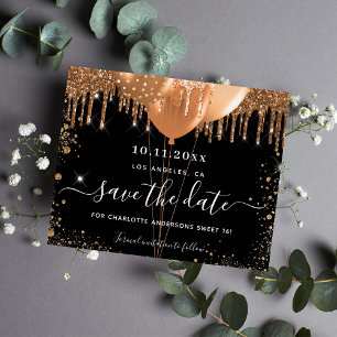 Budget Sweet 16 Party Schwarzes Gold Save the Date