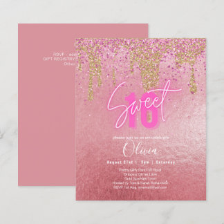 Budget Sweet 16 Pink Glitzer Foil Girly Modern