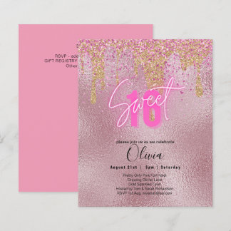 Budget Sweet 16 Pink Glitzer Foil Girly Modern Fl