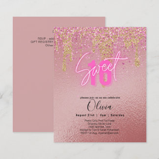 Budget Sweet 16 Pink Glitzer Foil Girly Modern Fl