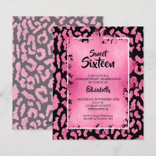 Budget Sweet 16 Rosa Leopard Birthday Einladungen